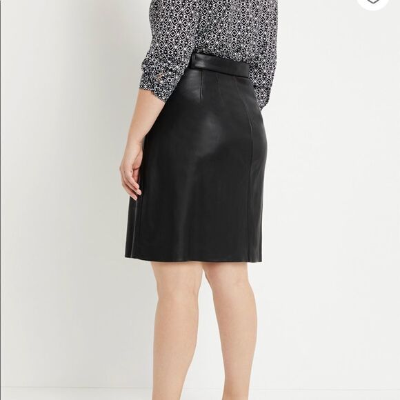 ELOQUII Faux Leather Tie Waist Skirt - Picture 3 of 6